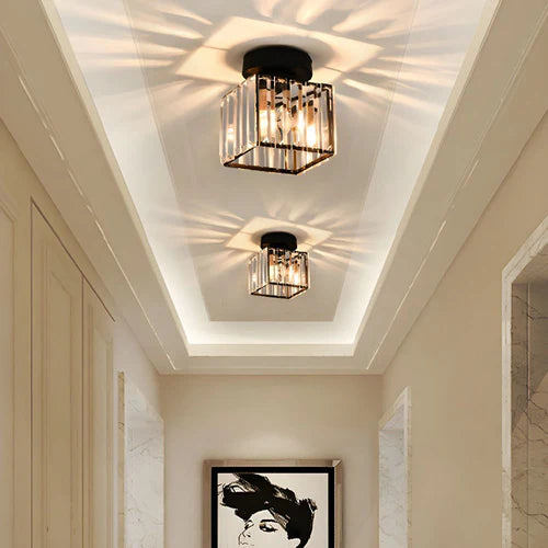 Lampa Sufitowa Kryształowa Do Salonu | Żelazo Szkło