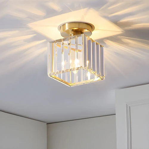 Lampa Sufitowa Kryształowa Do Salonu | Żelazo Szkło