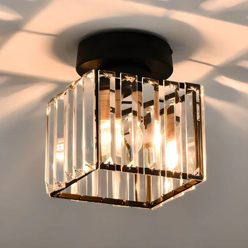 Lampa Sufitowa Kryształowa Do Salonu | Żelazo Szkło