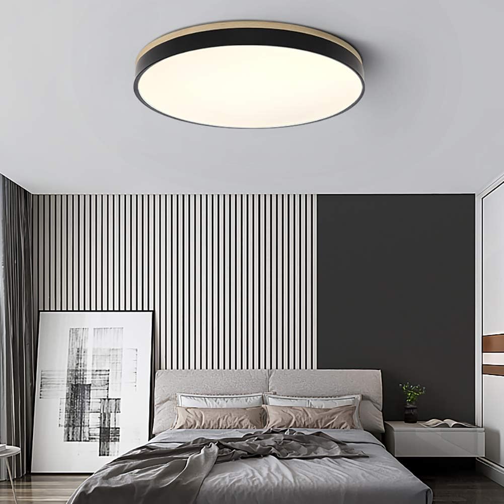 Lampa Sufitowa LED z Drewnianą Ramą do Salonu i Sypialni | Okrągła