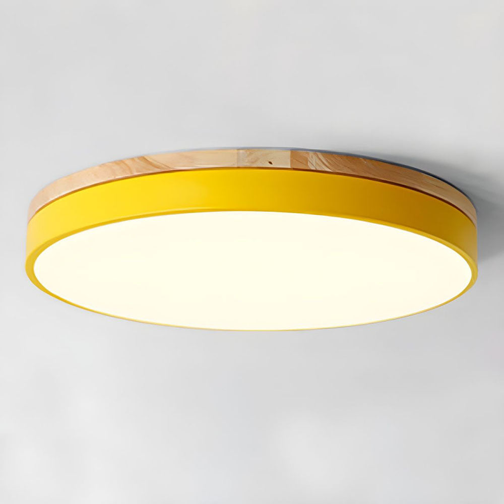Lampa Sufitowa LED z Drewnianą Ramą do Salonu i Sypialni | Okrągła