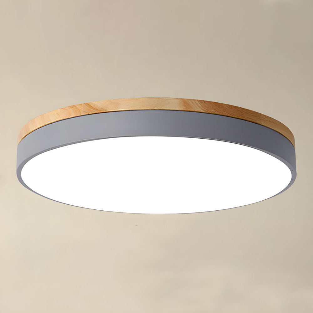 Lampa Sufitowa LED z Drewnianą Ramą do Salonu i Sypialni | Okrągła