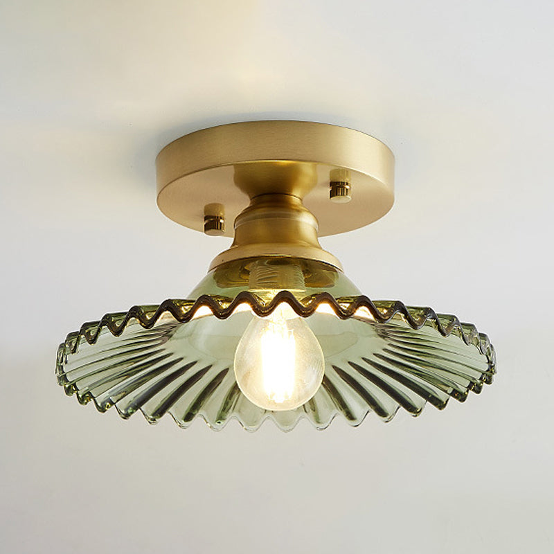 Lampa Sufitowa Szklana z Mosiężną Oprawą Do Kuchni i Salonu | Retro