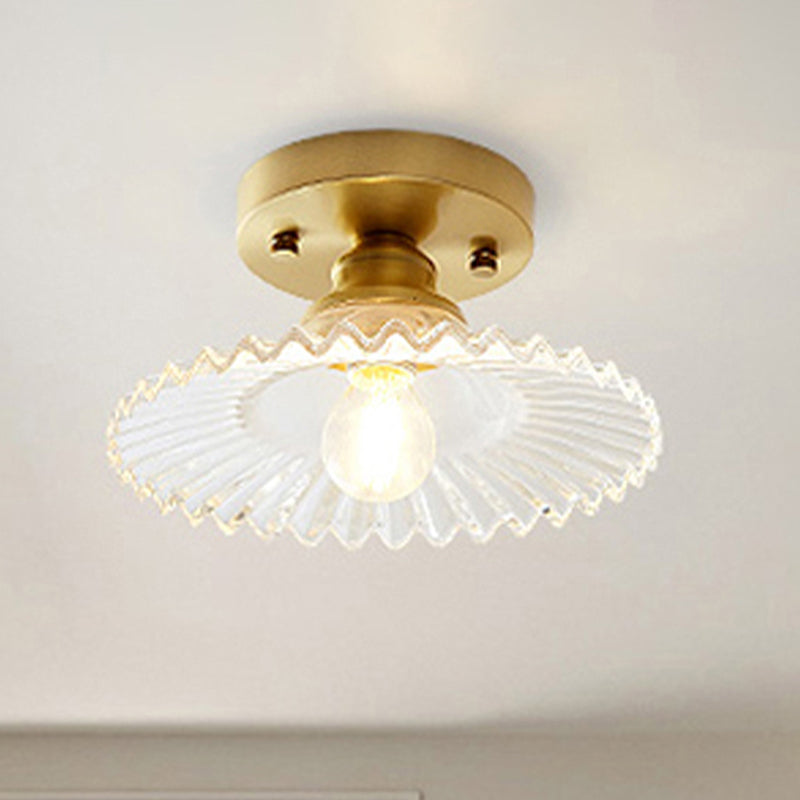 Lampa Sufitowa Szklana z Mosiężną Oprawą Do Kuchni i Salonu | Retro