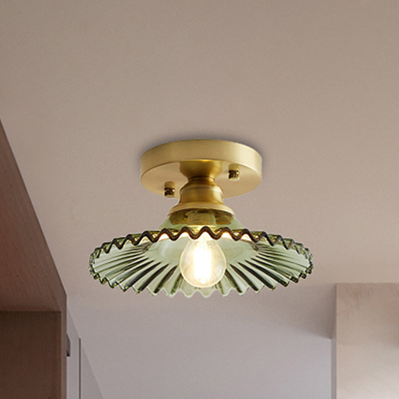 Lampa Sufitowa Szklana z Mosiężną Oprawą Do Kuchni i Salonu | Retro