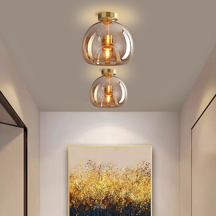 Lampa Sufitowa Szklana z żelazną Oprawą do Przedpokoju i Salonu | Nowoczesna