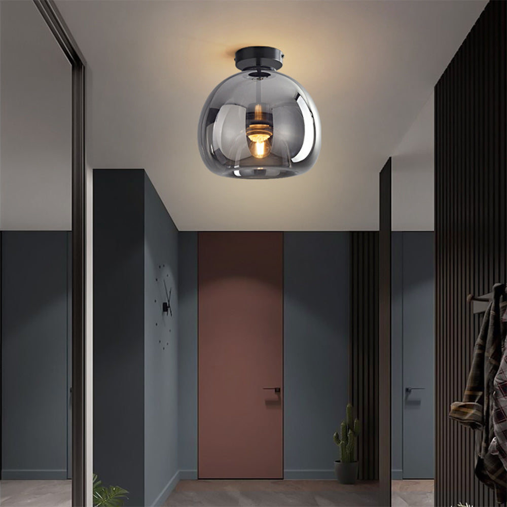 Lampa Sufitowa Szklana z żelazną Oprawą do Przedpokoju i Salonu | Nowoczesna
