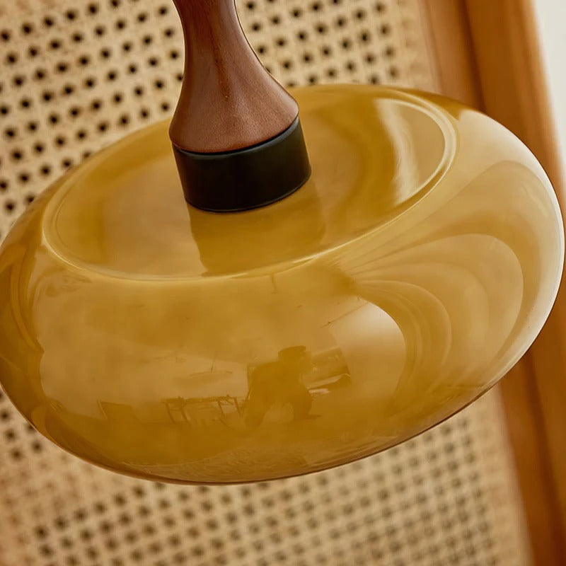 Lampa Wisząca Szklana Drewniana Salon | Nowoczesna