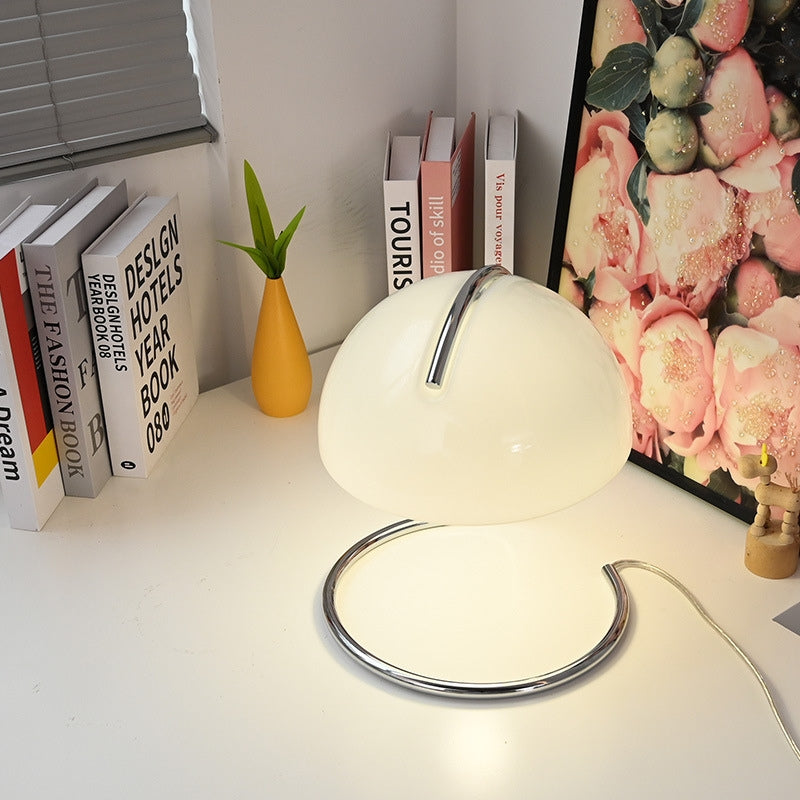 Lampa do Sypialni Szklana z Chromowaną Podstawą Stołowa | Nowoczesna