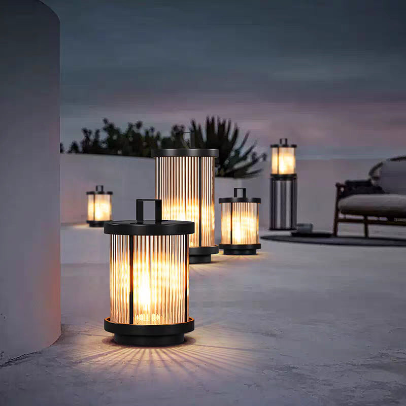 Lampiony Solarne LED Outdoor Ogród | Prążkowane Cylindryczne