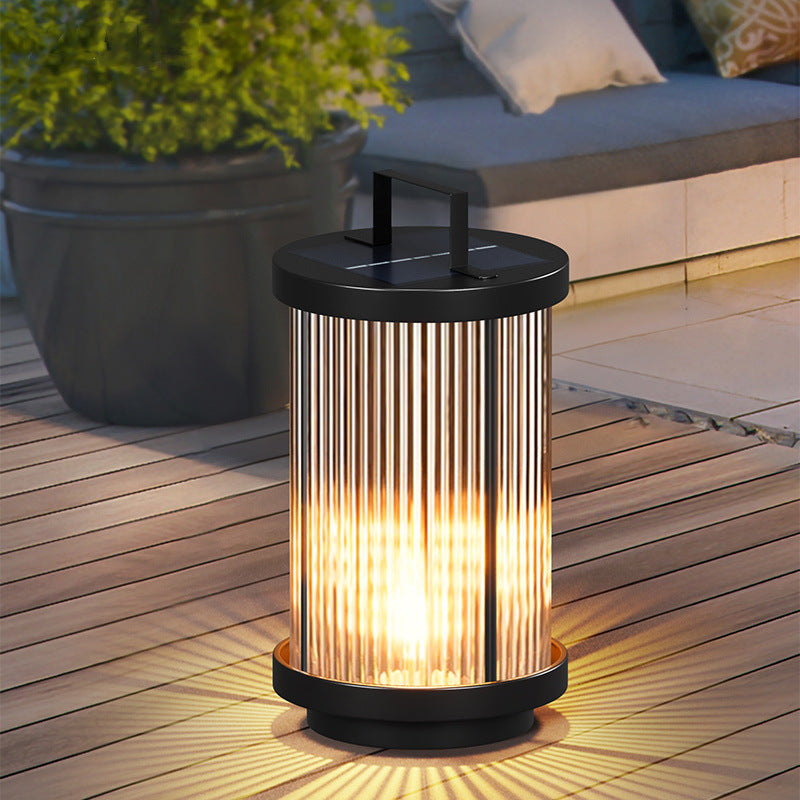 Lampiony Solarne LED Outdoor Ogród | Prążkowane Cylindryczne
