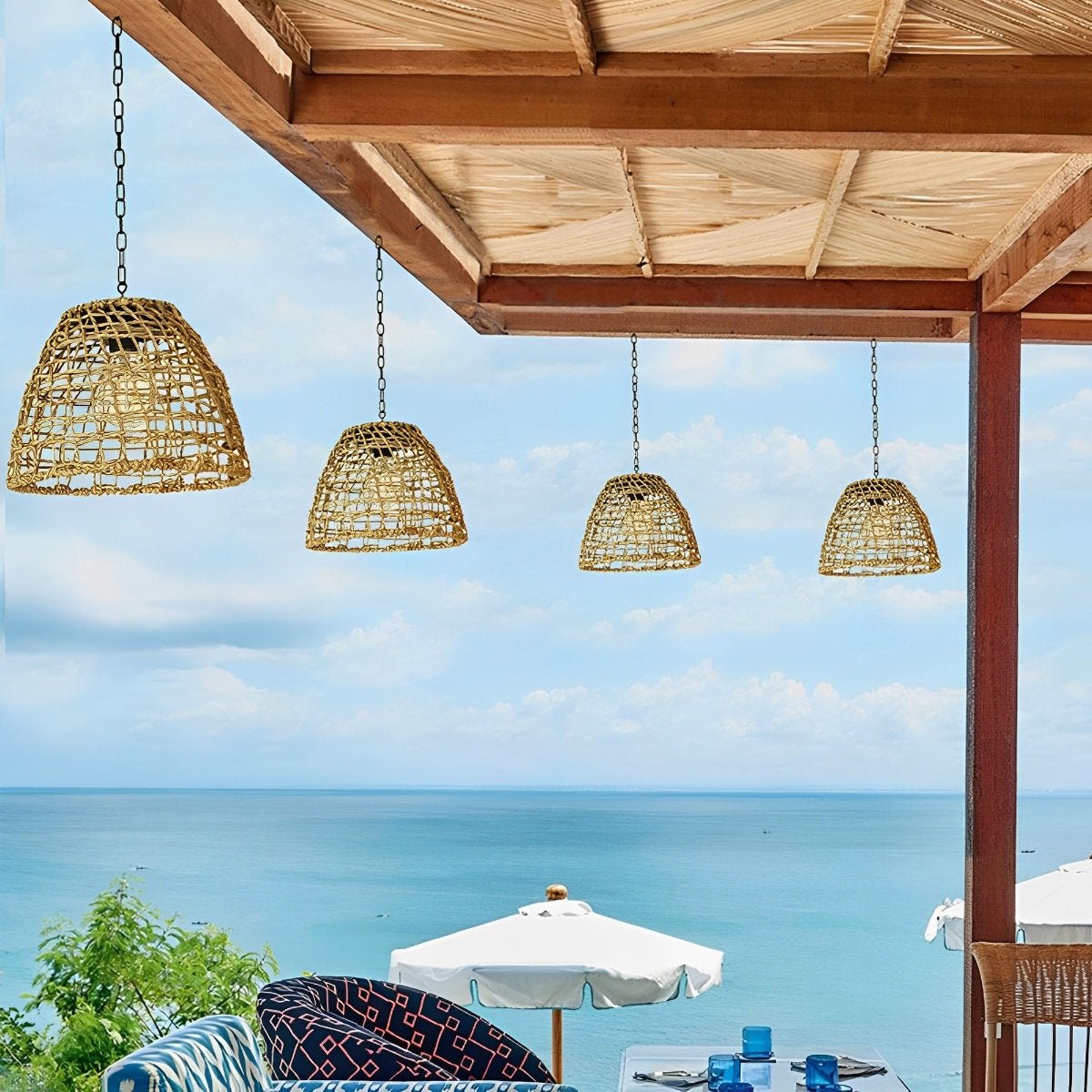 Lampiony Solarne Rattanowe Zewnętrzne | Wisząca Lampa