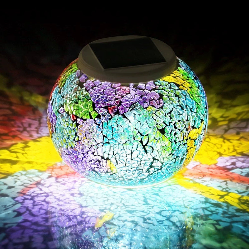 Lampiony Solarne Szklane Mozaikowe Outdoor | Kolorowe Kula