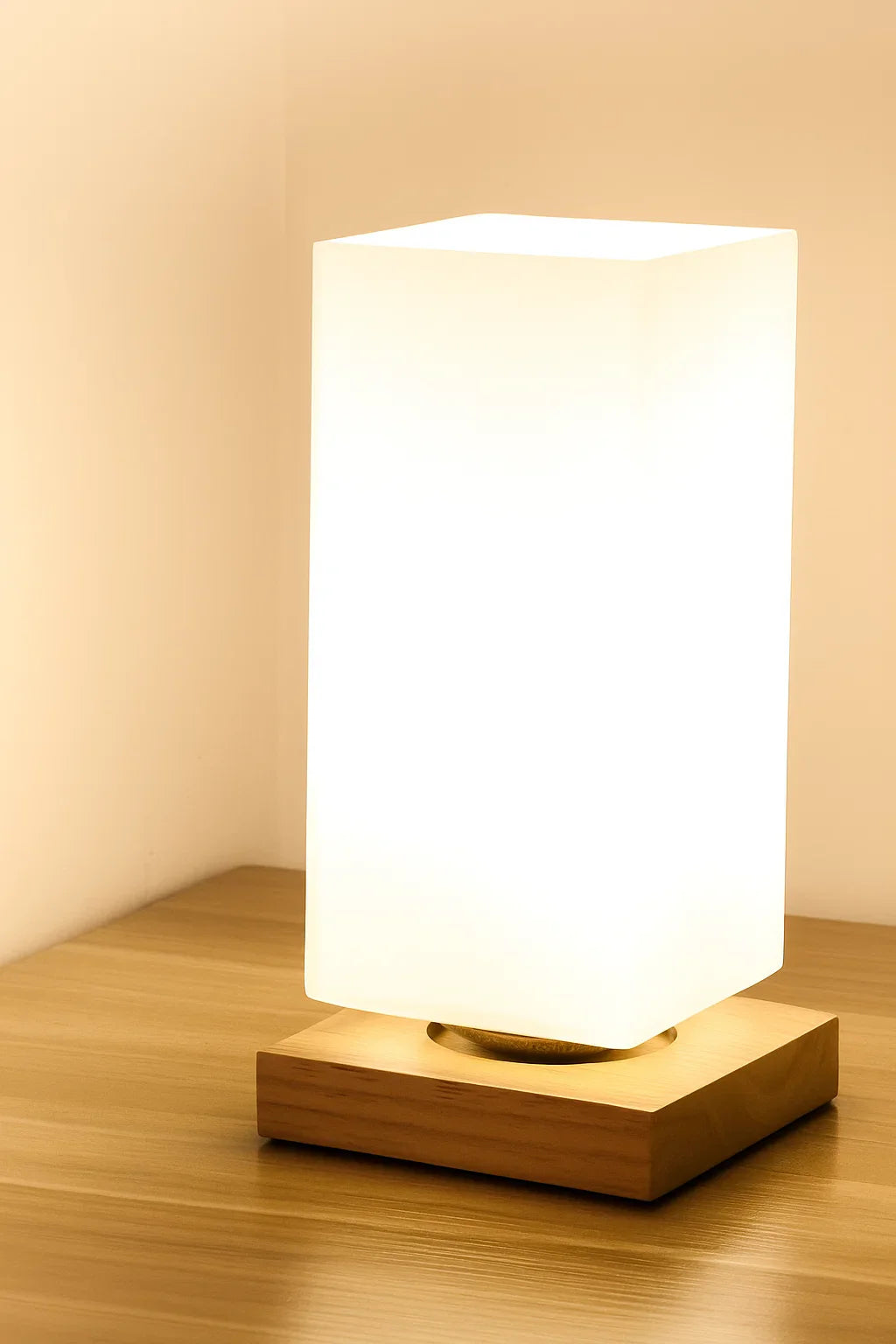 Lampka Na Biurko LED Z Drewnianą Podstawą Do Domu I Biura | Minimalistyczna