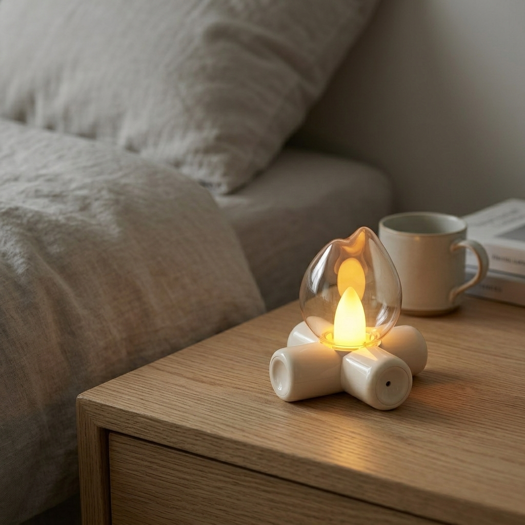 Lampka Nocna LED Płomień Bezprzewodowa | Nastrojowa