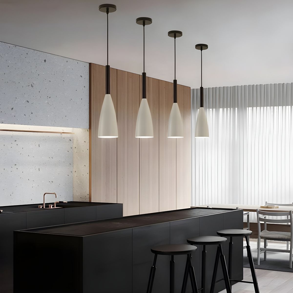 Lampy Do Salonu Wiszące LED Z Podłużnym Kloszem Nad Stołem | Nowoczesne