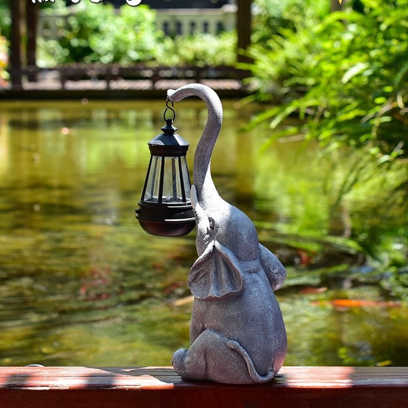 Lampy Solarne Ozdobne | Figurka Słoń Z Latarenką Do Ogrodu