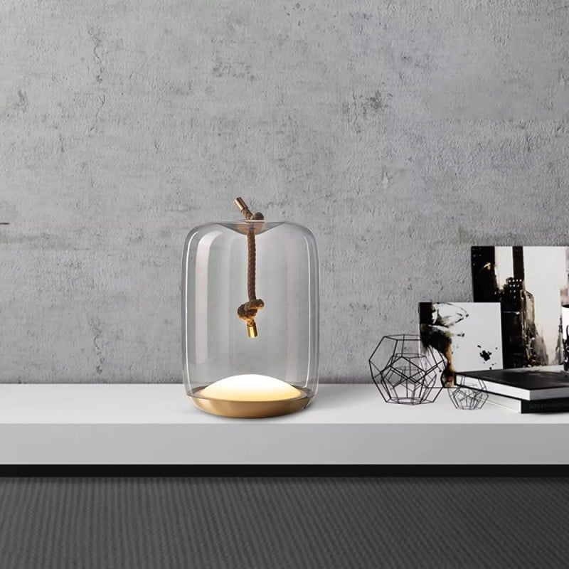 Ledy Szklana Lampka Stołowa LED z Dekoracyjną Liną | Szkło