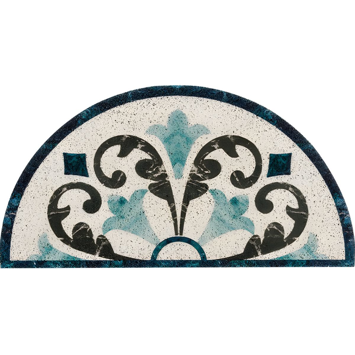 Mata Retro Wzór Kafelkowy Półokrągła Salon | Antypoślizgowa