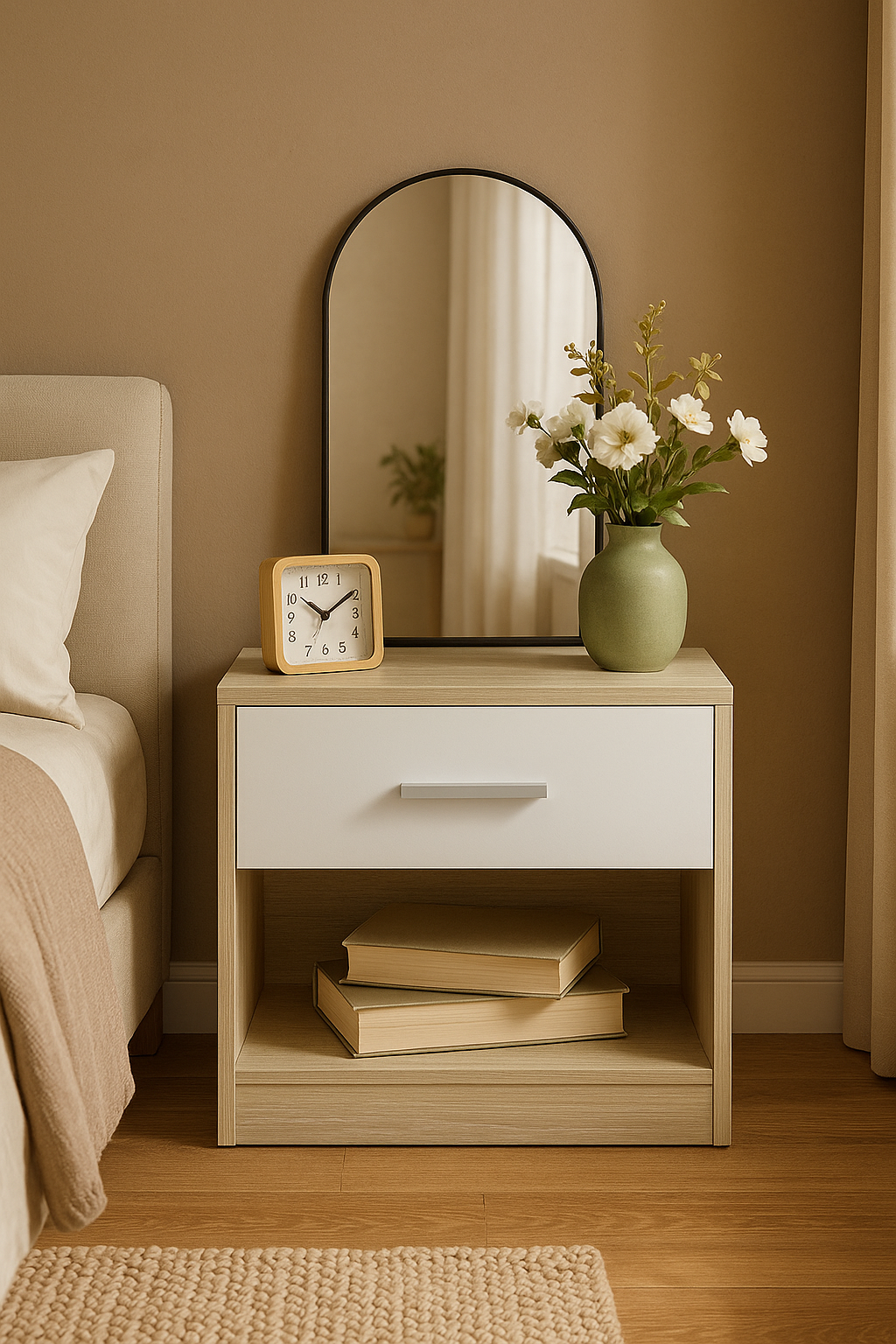 NordicHaven | Nowoczesny Minimalistyczny Stolik Nocny | Sypialnia i Salon