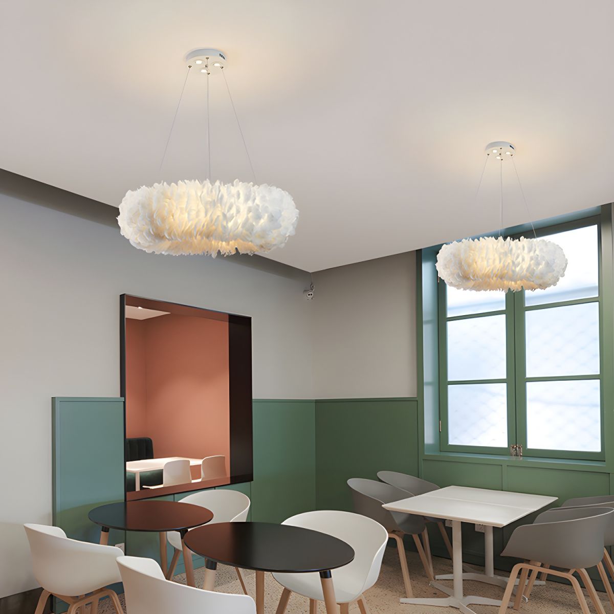 Żyrandol do Salonu Nowoczesny z Piór Dekoracyjny Wiszący | Elegancki