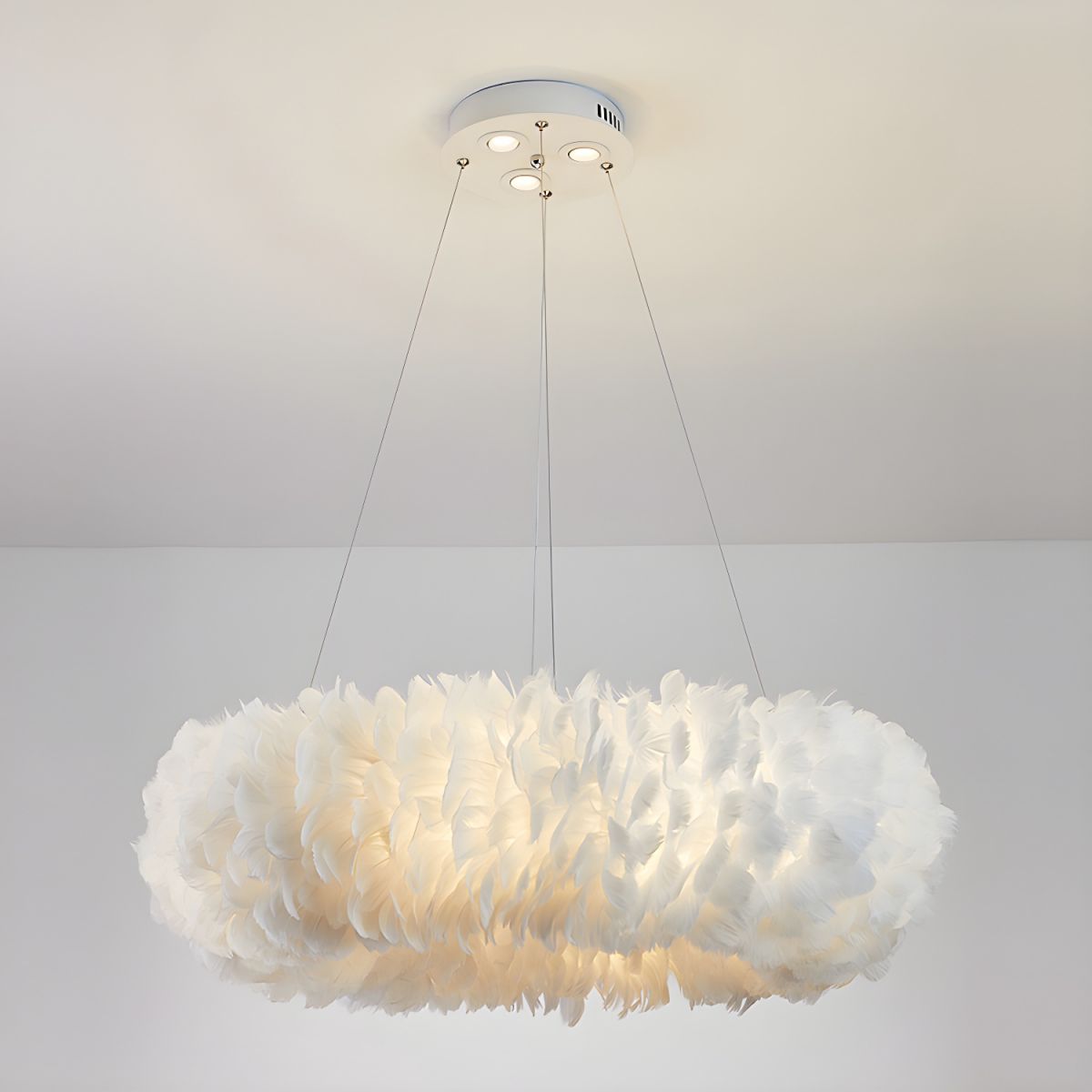 Żyrandol do Salonu Nowoczesny z Piór Dekoracyjny Wiszący | Elegancki
