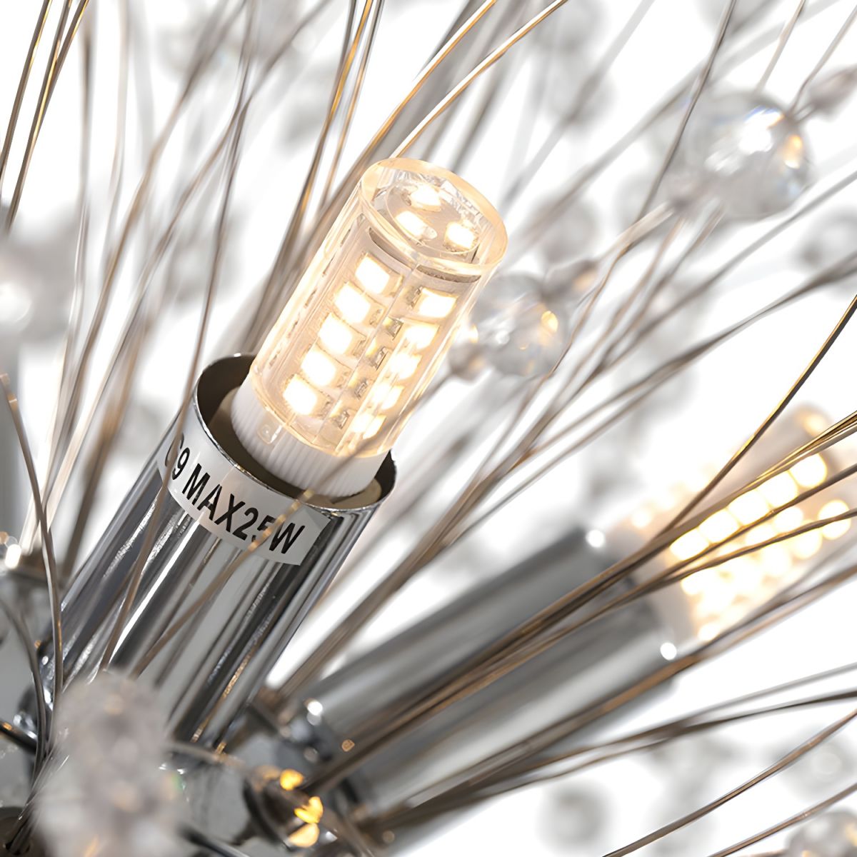 Żyrandol do Salonu Wiszący z Kryształami Kula | Nowoczesny